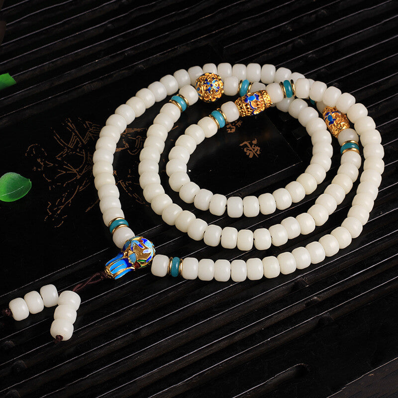 KarmaRipple's Authentic Ivory Bodhi Seed Mala 108 Beadwork Wealth Bracelet p3