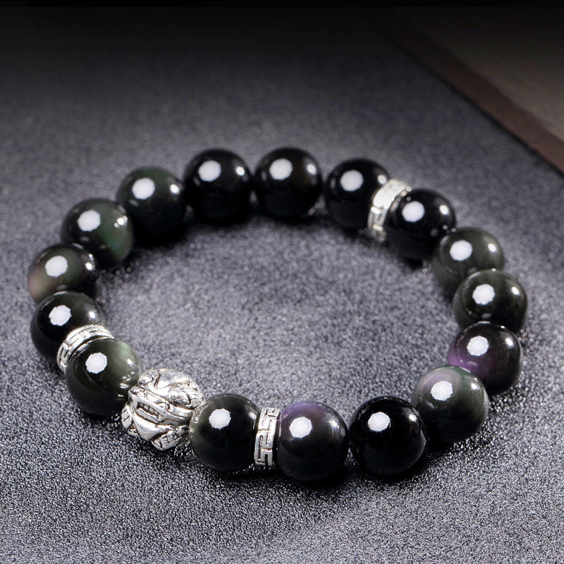 KarmaRipple's FengShui Authentic Rainbow Obsidian PiXiu Blessing Bracelet p1