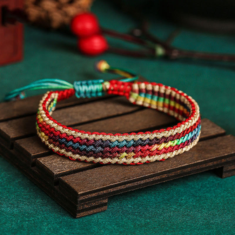 KarmaRipple's Tibet Handmade Rainbow Multicolored Protection Woven String Bracelet p1