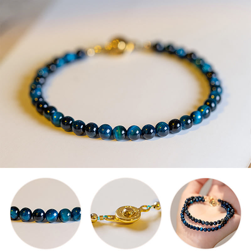 KarmaRipple's Authentic Blue Tiger Eye Stone Protection Chain Bracelet p4