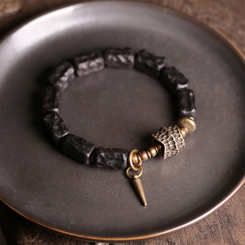 KarmaRipple's Ebony Wood Bronze Balance Protection Pair Bracelet p8