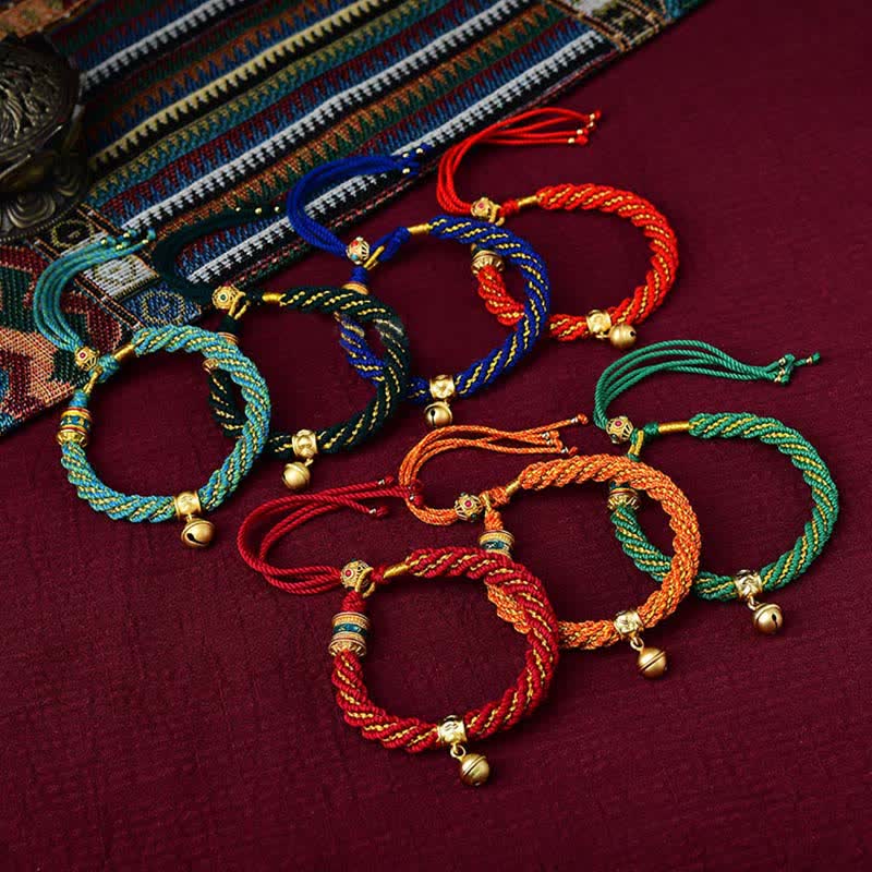 KarmaRipple's Tibetan Handmade Fortune Protection Thangka Prayer Wheel Bell Talisman Braid String Bracelet p19