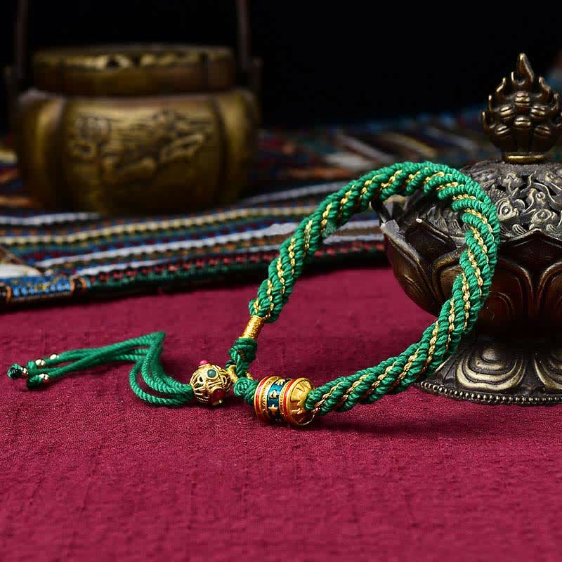 KarmaRipple's Tibetan Handmade Fortune Thangka Prayer Wheel Talisman Weave String Bracelet p5