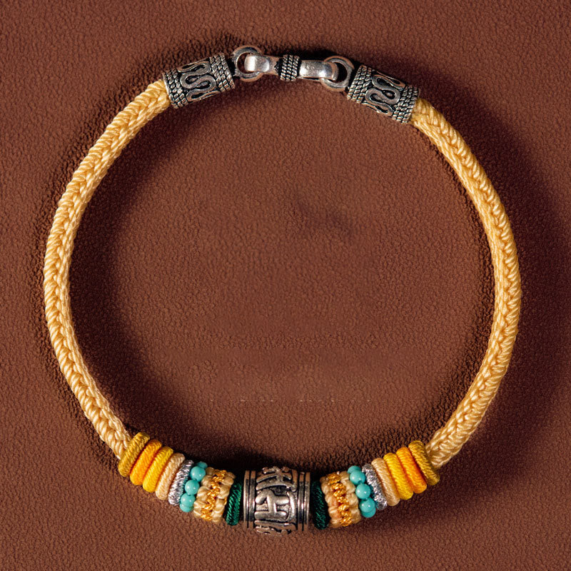 KarmaRipple's Handmade 925 Sterling Silver Tibetan Om Mani Padme Hum Purity Woven Bracelet p1