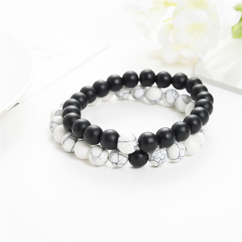 KarmaRipple's 2pcs Authentic Frosted Stone Ivory Turquoise Bead Pair Bracelet p3