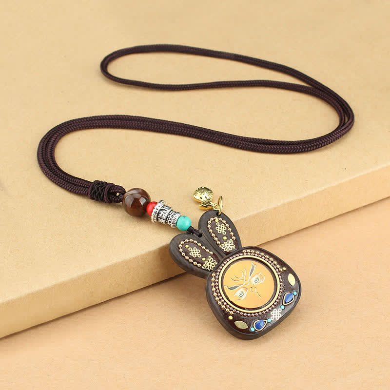 KarmaRipple's Tibet Ebony Five God of Wealth Thangka Pendant Necklace p20