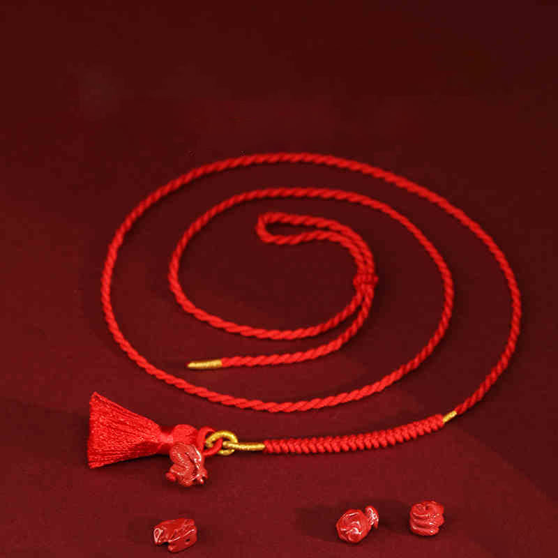 KarmaRipple's Authentic Cinnabar Dragon Blessing Red String Belly Chain p1