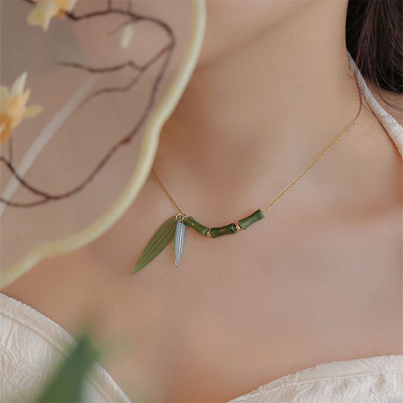 KarmaRipple's Bamboo Leaf Jade Design Wealth Pendant Necklace p3