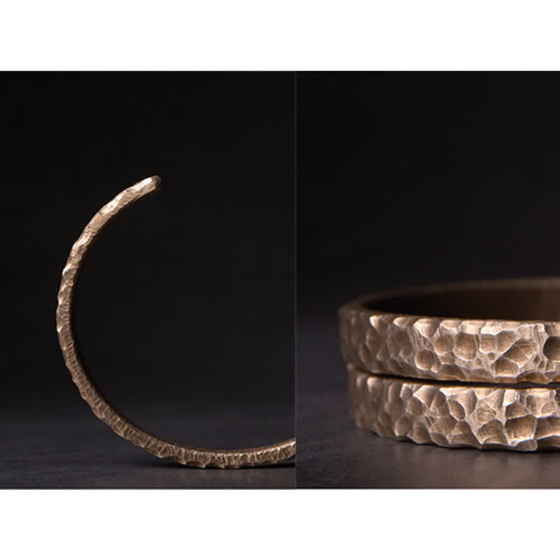 KarmaRipple's Lava Rock Stone Bronze Balance Cuff Bracelet Bangle p20