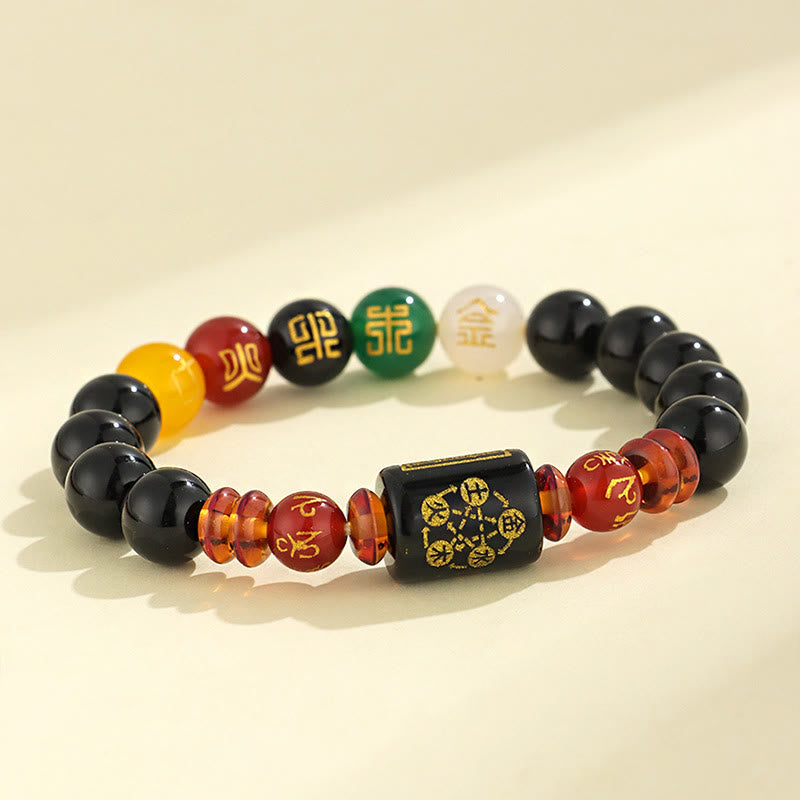 KarmaRipple's Five Elements Black Onyx Red Agate Wisdom Wealth Bracelet p11
