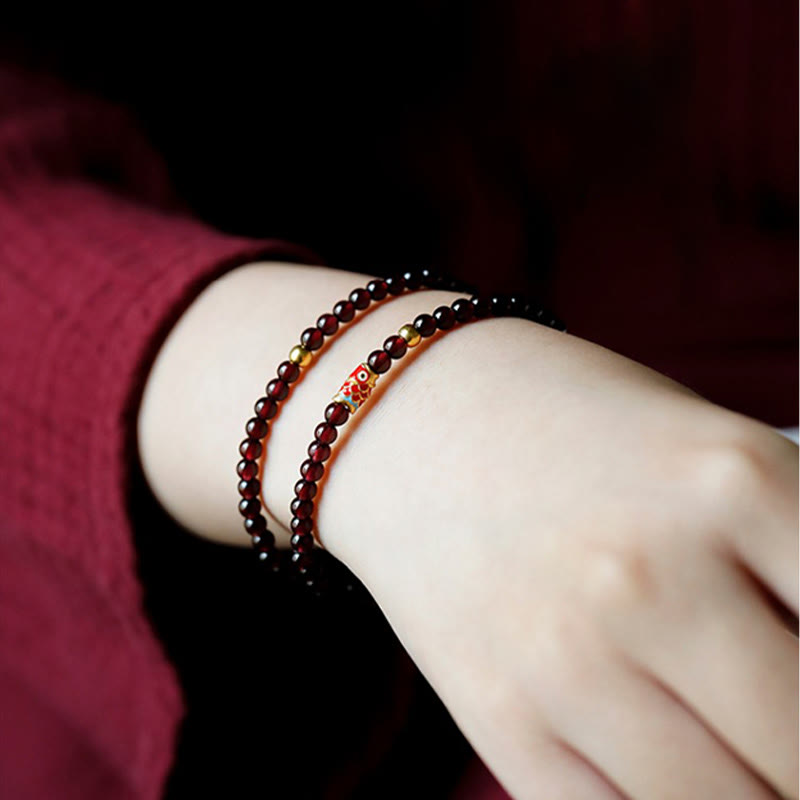 KarmaRipple's 999 Gold Koi Fish Authentic Garnet Protection Bracelet p13