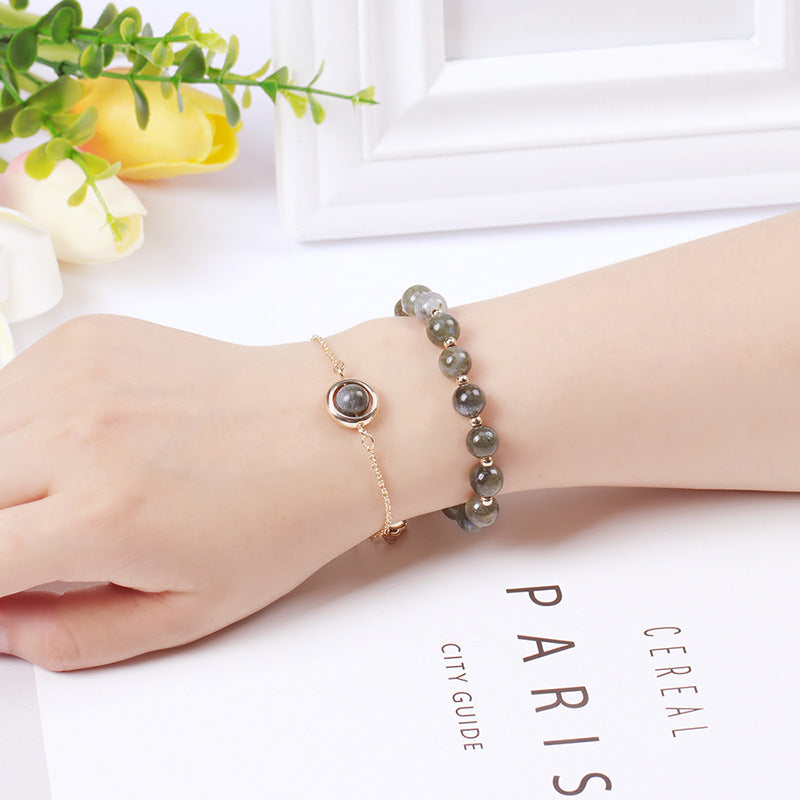 KarmaRipple's Sun Stone Strawberry Quartz Gemstone'sitive Bracelet p57