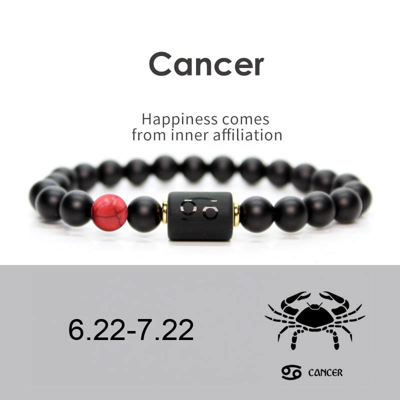 KarmaRipple's 12 Constellations of the Zodiac Black Onyx Adjustable Bracelet p25