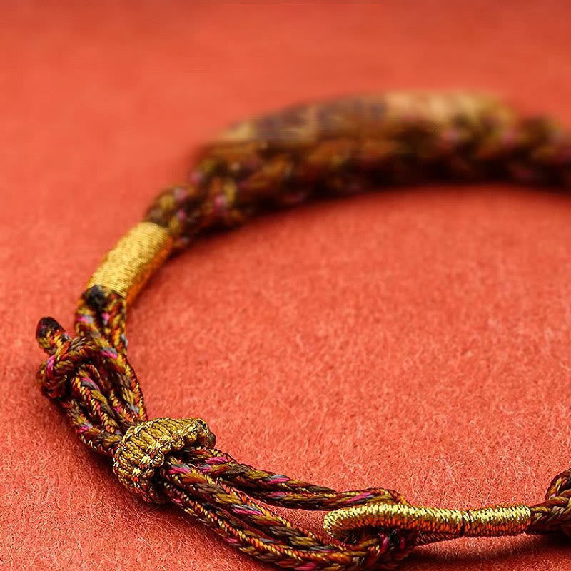 KarmaRipple's Tibetan Five God Of Wealth Thangka Fortune Braid String Bracelet p11