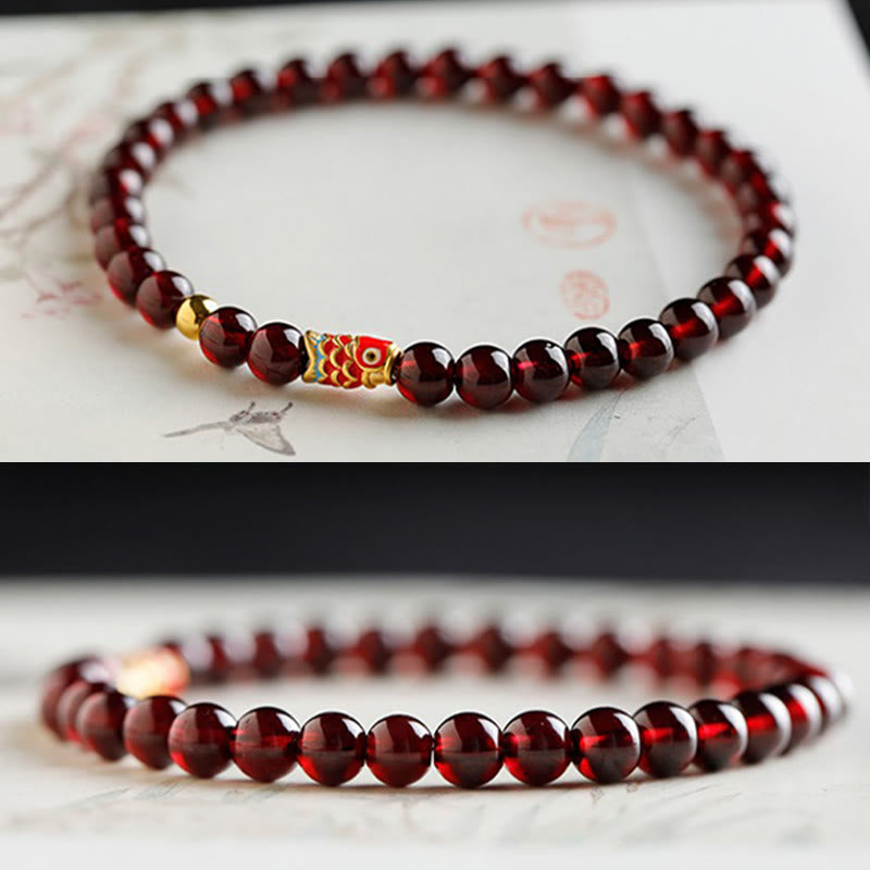 KarmaRipple's 999 Gold Koi Fish Authentic Garnet Protection Bracelet p9