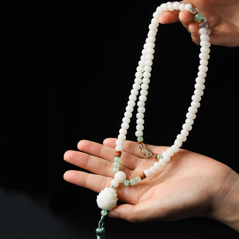 KarmaRipple's Ivory Bodhi Seed Mala 108 Beadwork Protection Bracelet p3