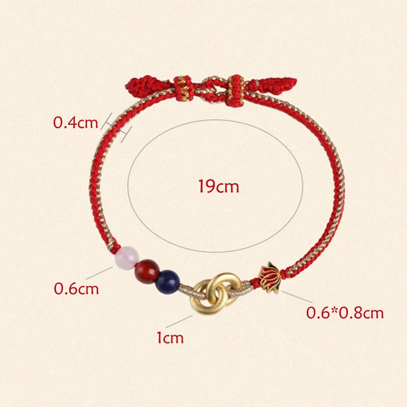 KarmaRipple's 925 Sterling Silver Double Peace Buckle Lotus Auspicious Bracelet p12