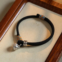KarmaRipple's 925 Sterling Silver Tibetan Handmade Om Mani Padme Hum Persimmon Talisman Fortune Protection Woven Bracelet