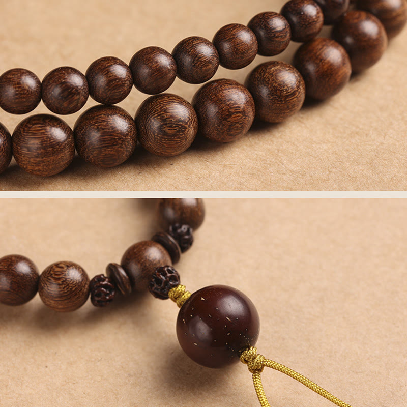 KarmaRipple's Sandalwood Small Leaf Red Sandalwood Bodhi Seed Purification Double Wrap Bracelet p15