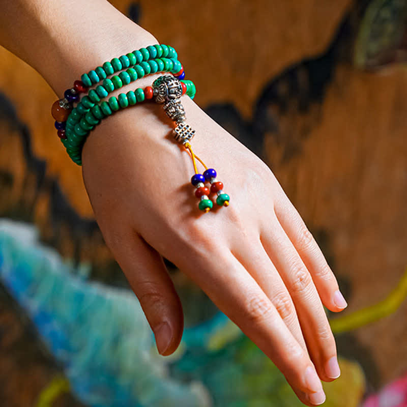 KarmaRipple's 108 Mala Beadwork Tibetan Turquoise Dzi Bead Protection Bracelet p3