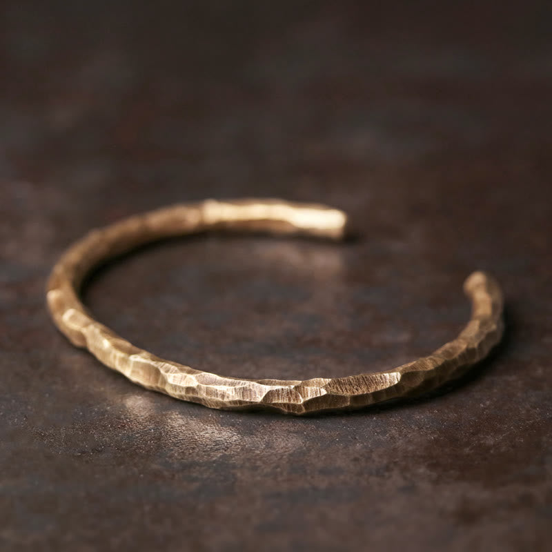 KarmaRipple's Tibetan Bump Texture Bronze Fortune Cuff Bracelet Bangle p1