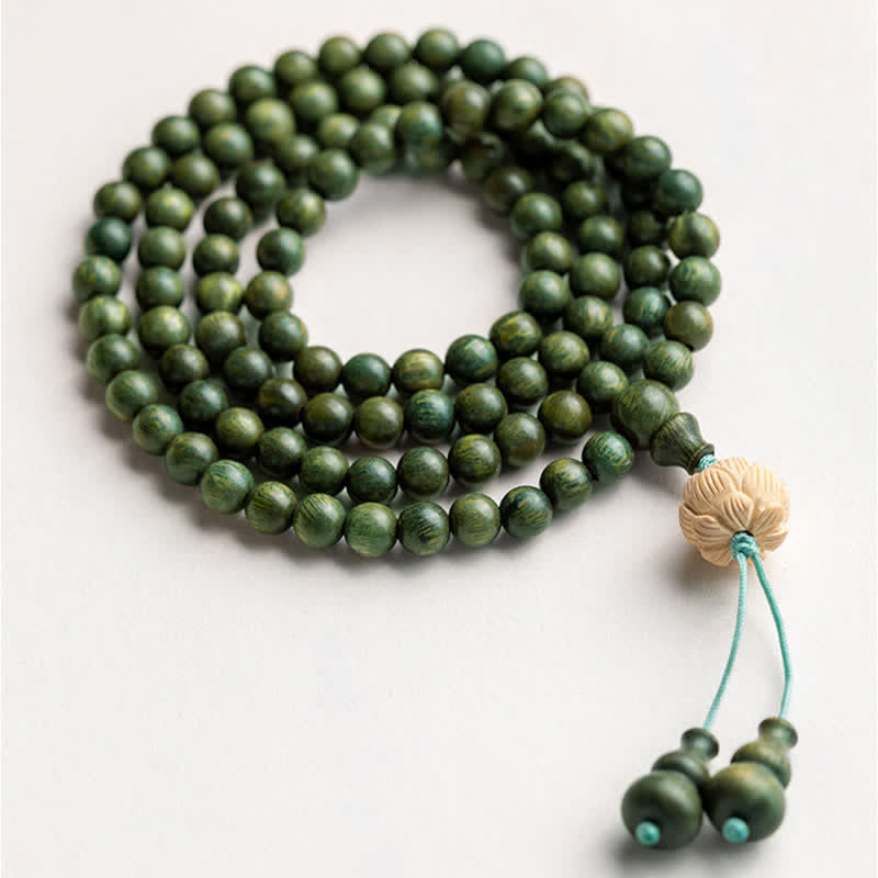 KarmaRipple's 108 Mala Beadwork Green Sandalwood Boxwood Lotus Positive Bracelet p7
