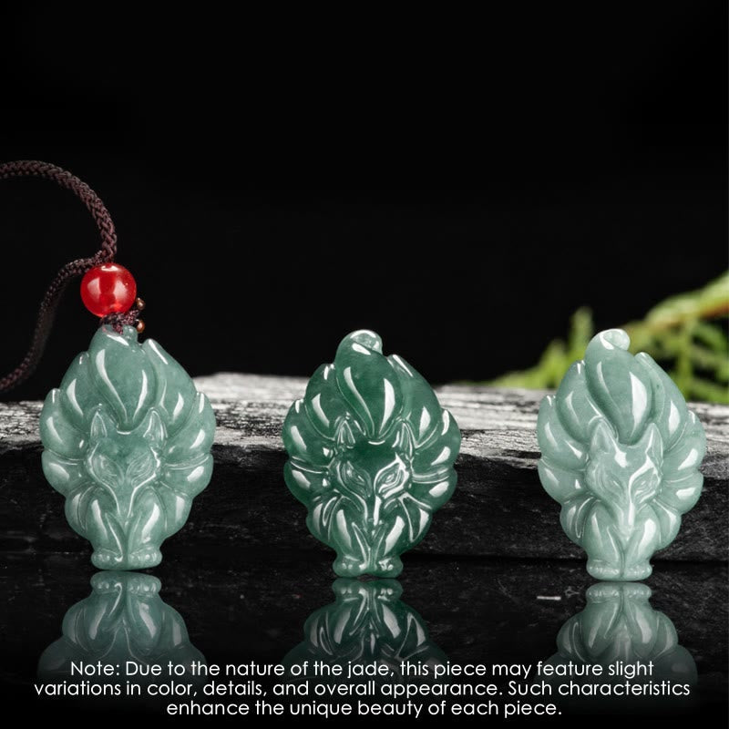 KarmaRipple's Authentic Green Jade Nine Tailed Fox Fortune Pendant Necklace p8