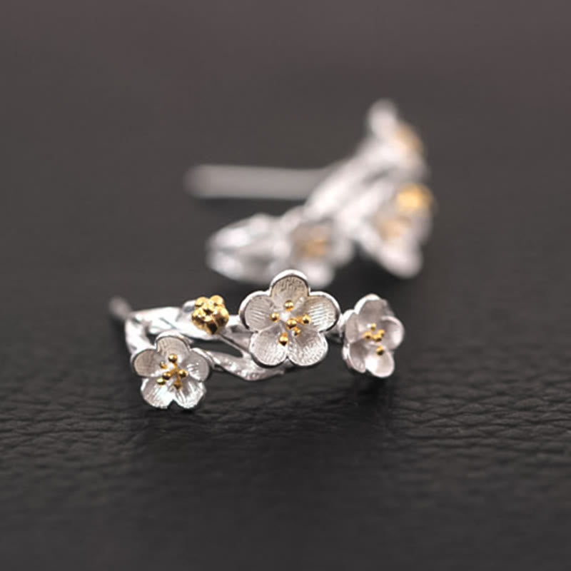 KarmaRipple's 925 Sterling Silver Plum Blossom Floral Blessing Earrings p11