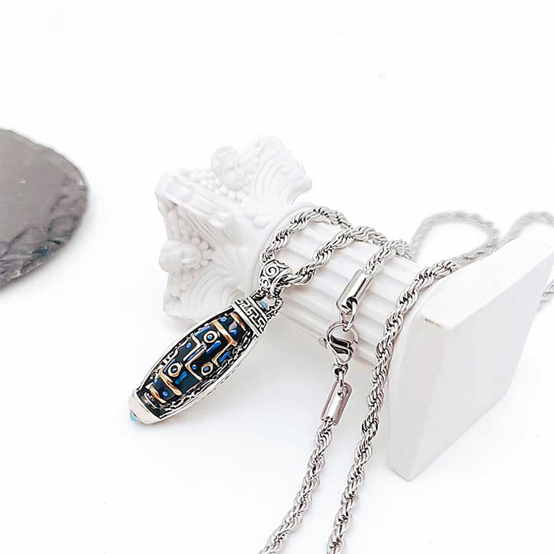KarmaRipple's Tibetan Om Mani Padme Hum Nine-Eye Dzi Bead Pattern Peace Purity Rotatable Pendant Necklace p8