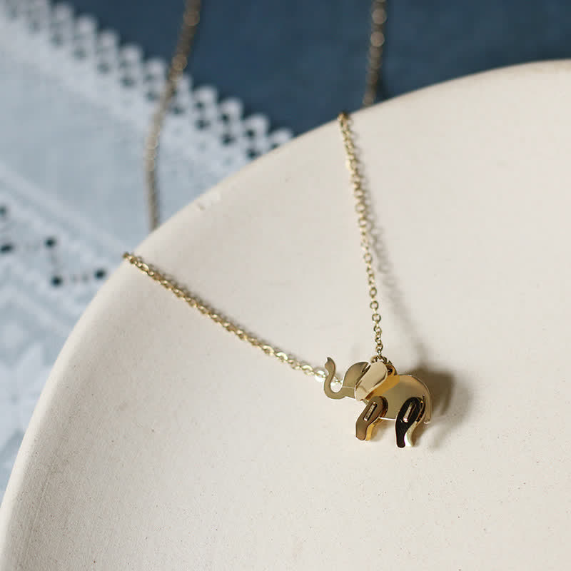KarmaRipple's Elephant Titanium Steel Fortune Pendant Chain Necklace p1