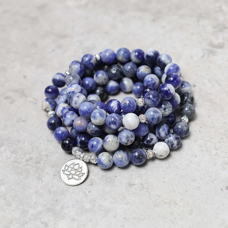 KarmaRipple's Authentic Blue Aventurine Lotus Peace Pendant Bracelet p2