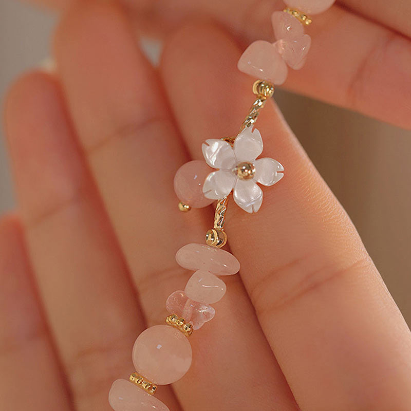 KarmaRipple's 14k Gold Plated Authentic Pink Gemstone Flower Love Bracelet p8
