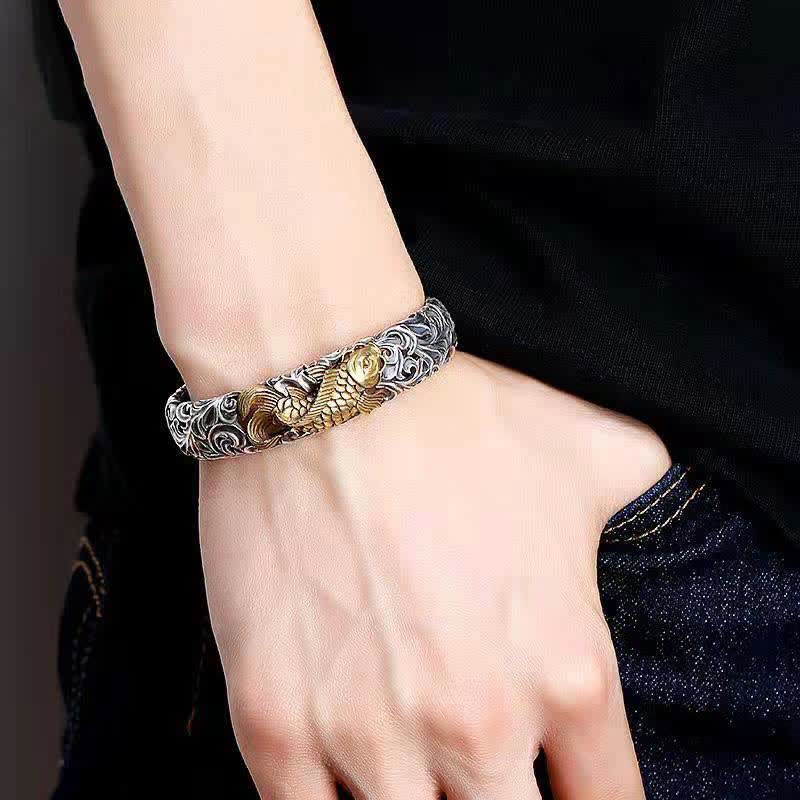 KarmaRipple's Koi Fish Grass Pattern Prosperity Wealth Bracelet Bangle p2