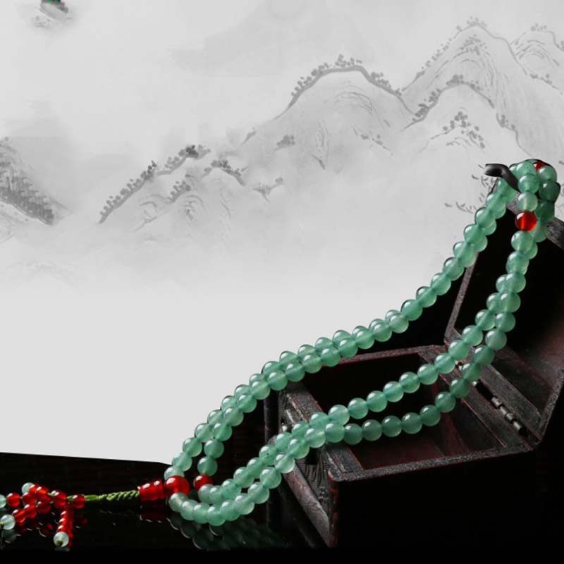 KarmaRipple's 108 Beadwork Green Aventurine Red Agate Fortune Mala Bracelet p6