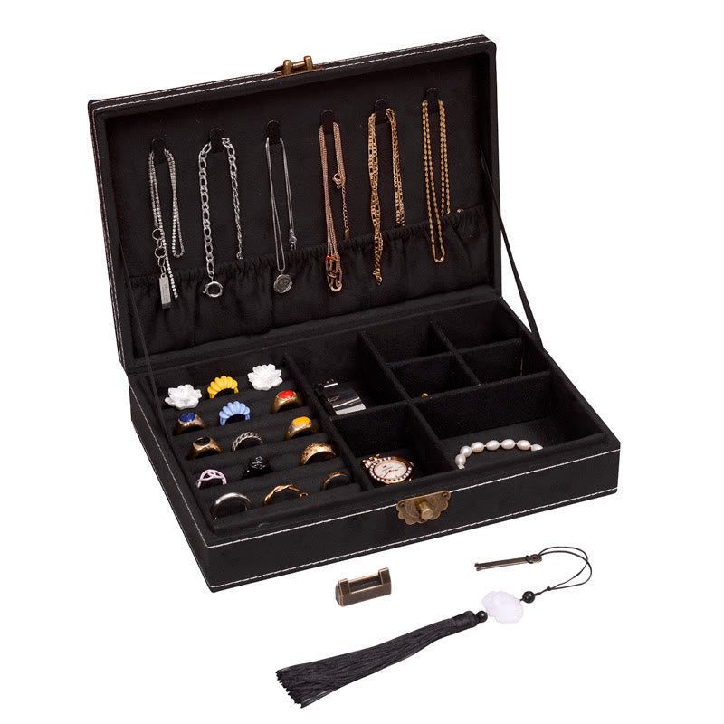 KarmaRipple's Simple Design Jewelry Box Organizer Single Layer Flannel Jewelry Storage Box With Lock p33