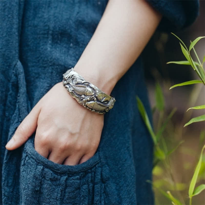 KarmaRipple's Koi Fish Lotus Fortune Wealth Bracelet Bangle p6