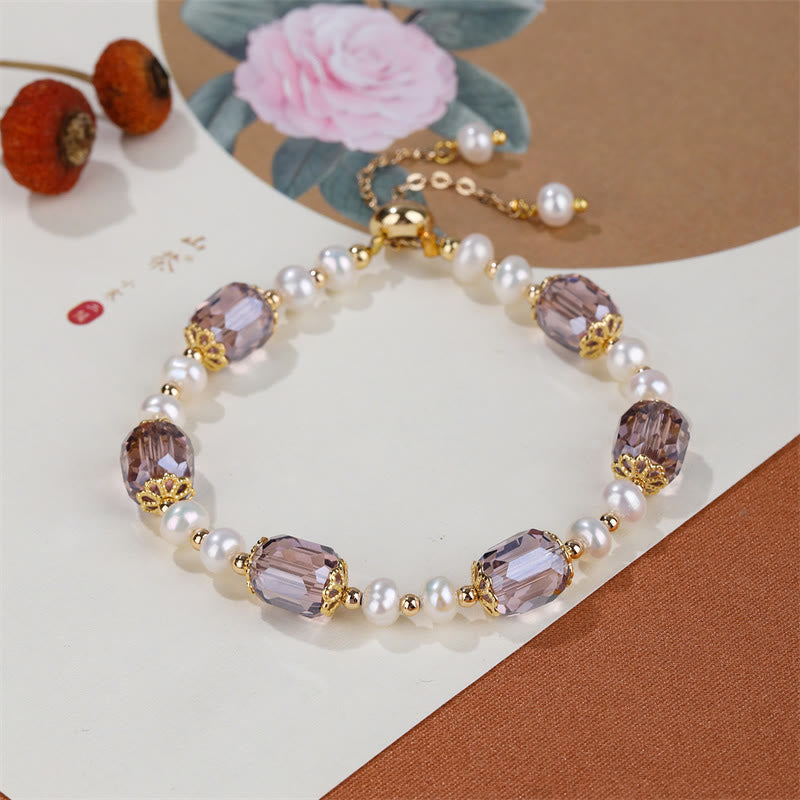 KarmaRipple's Authentic Amethyst Pearl Peace Balancing Chain Bracelet p2