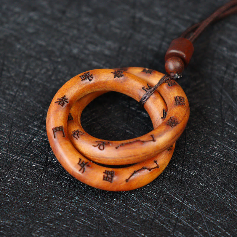 KarmaRipple's Lightning Struck Jujube Wood Taoist Yin Yang Ring Qiankun Circle Leizu Taboo Fortune Pendant Necklace p3
