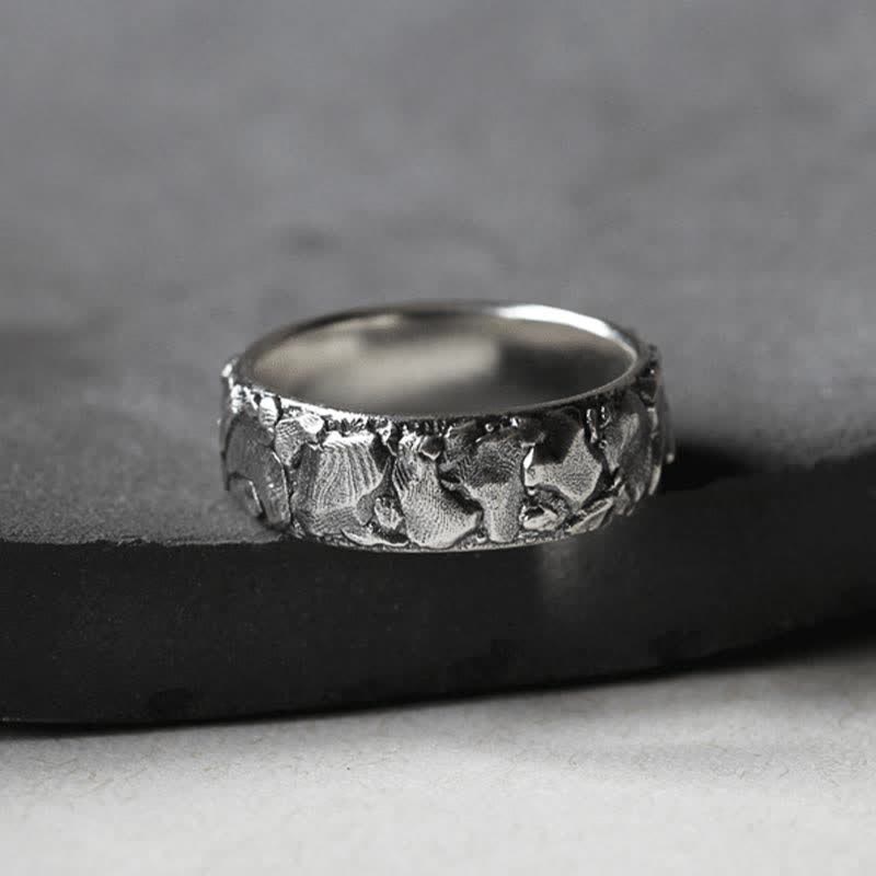 KarmaRipple's Rock Pattern Fortune Blessing Bronze Ring p11