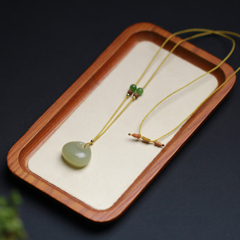 KarmaRipple's Authentic Hetian Jade Small Bag Pattern Prosperity String Pendant Necklace p12