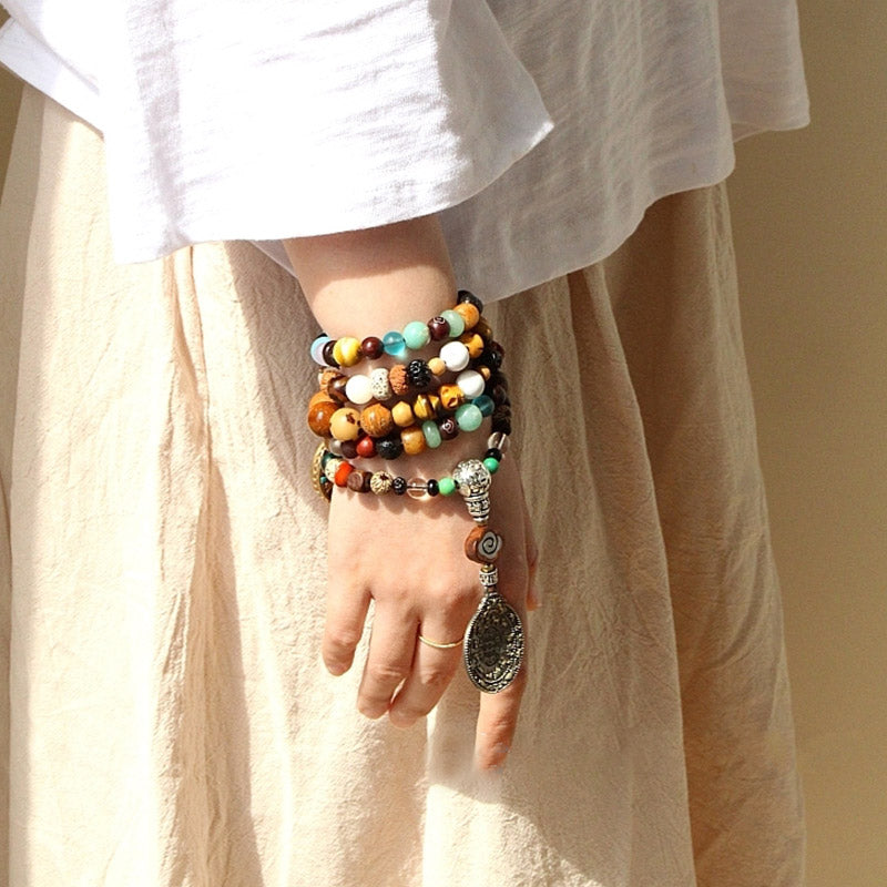 KarmaRipple's Tibet 108 Mala Beadwork Nine Palaces Bagua Bodhi Seed Yak Bone Vajra Balance Bracelet p11