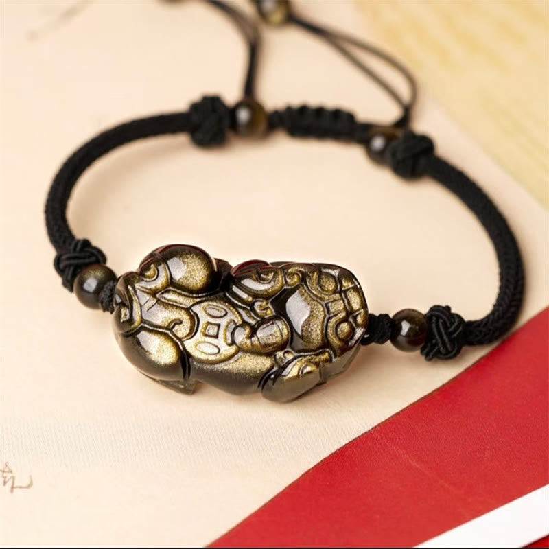 KarmaRipple's Authentic Obsidian Amethyst Citrine PiXiu Cooper Coin Wealth Bracelet p1