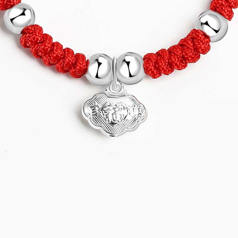 KarmaRipple's 925 Sterling Silver Handmade Fu Character Fortunate Money Bag Chinese Lock Talisman Bell Lotus Bronze Coin King Kong Weave Woven Kids Bracelet p10