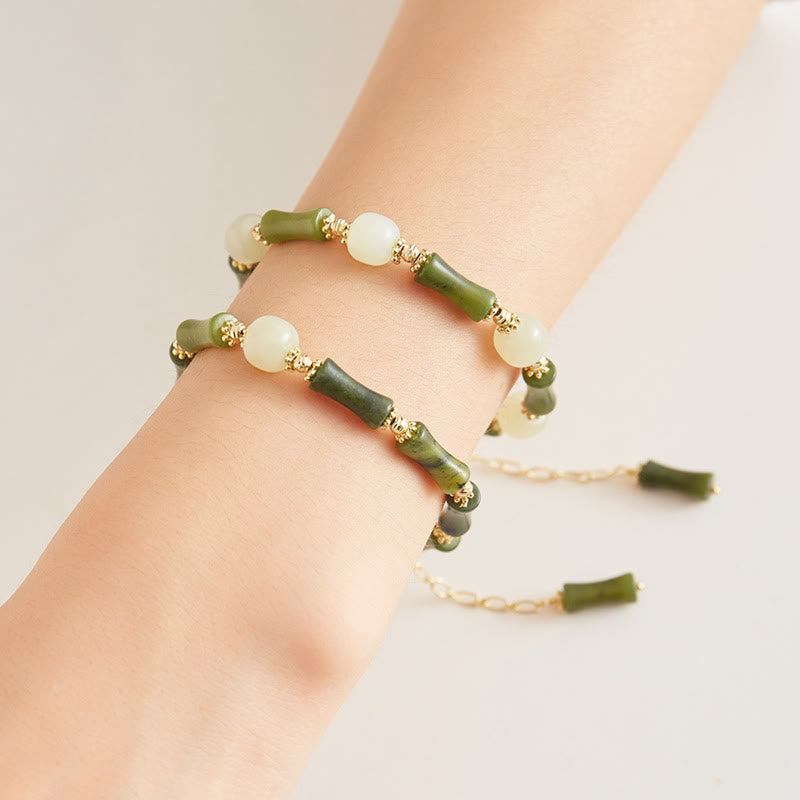 KarmaRipple's Glass Bead Bamboo Fortune Strength Chain Bracelet p3