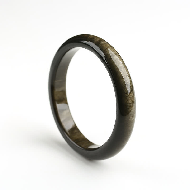 KarmaRipple's Gold Sheen Obsidian Silver Sheen Obsidian Protection Bracelet Bangle p32