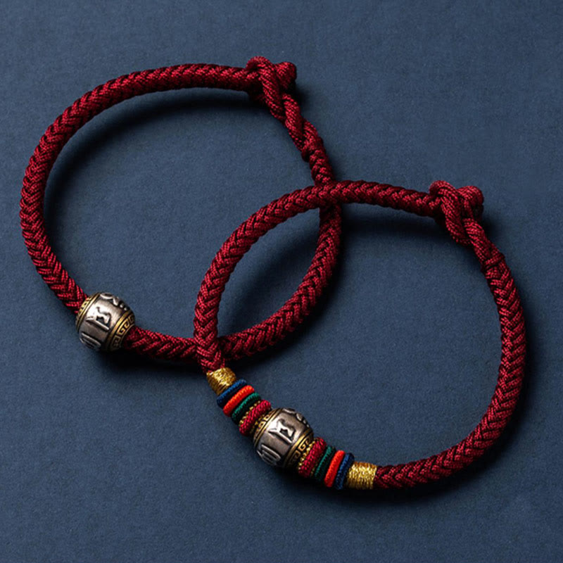 KarmaRipple's 925 Sterling Silver Tibet Handmade Om Mani Padme Hum Fortune Protection King Kong Weave Woven Bracelet p21