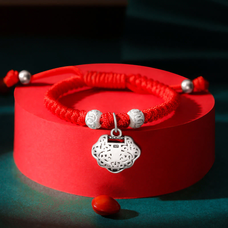 KarmaRipple's 925 Sterling Silver Chinese Lock Talisman Multicolored Red String Protection Handmade Woven Kids Bracelet p21