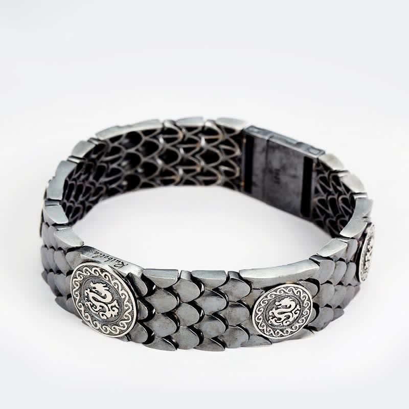 KarmaRipple's 925 Sterling Silver Dragon Scales Fortune Success Bracelet Bangle p3