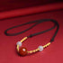 Red Agate&Cat Eye Black Rope Necklace 70cm