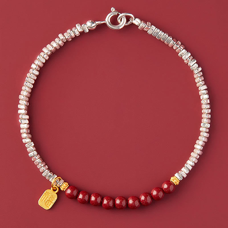 KarmaRipple's 925 Sterling Silver Cinnabar Fu Character Blessing Bracelet p18